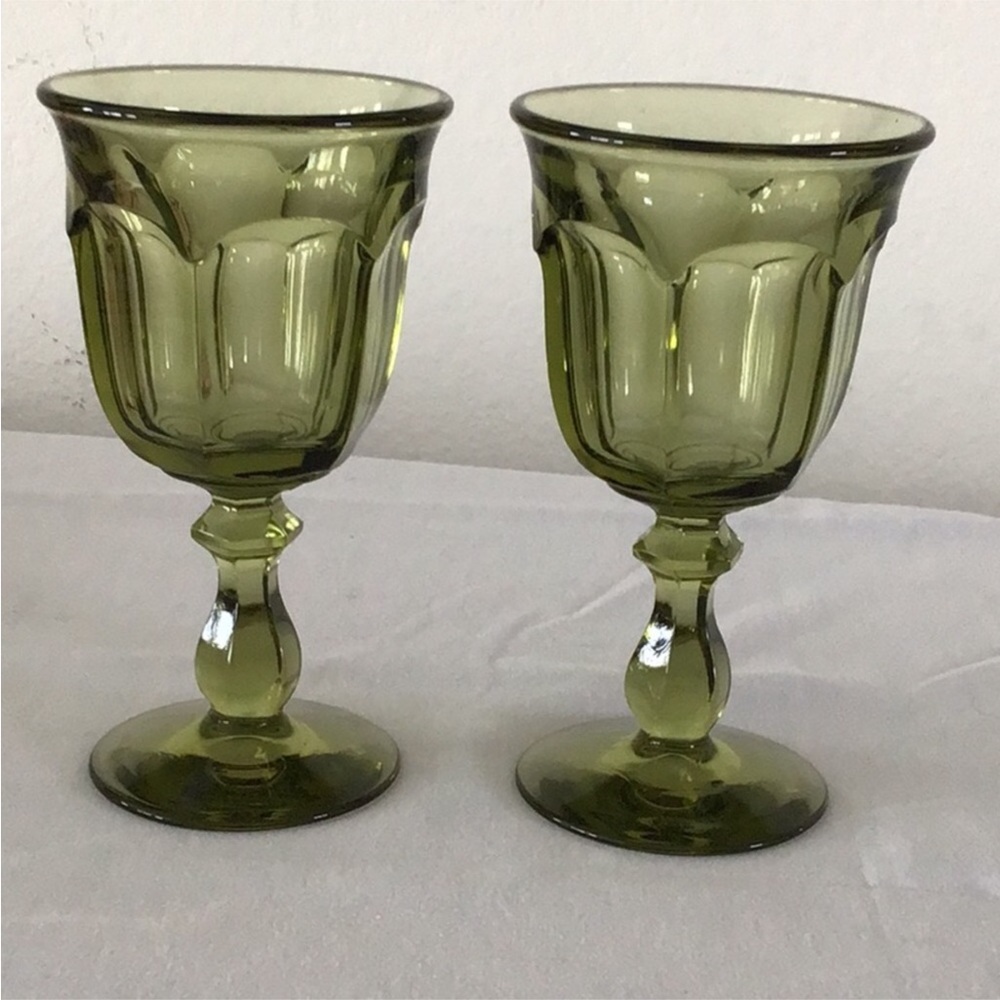 Vintage Green Wine /Water Glasses.